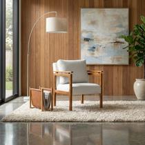 Poltrona Sala Decorativa Dallas Estofada Boucle Cru Base Madeira Castanho Poltrona Sala Decorativa Dallas Estofada Boucle Cru Base Madeira Castanho