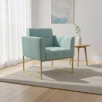 Poltrona Sala Decorativa Elisa Base Industrial Dourada Cotelê Ext/Veludo Menta D03 - D Rossi Poltrona Sala Decorativa Elisa Base Industrial Dourada Cotelê Ext/Veludo Menta D03 - D Rossi