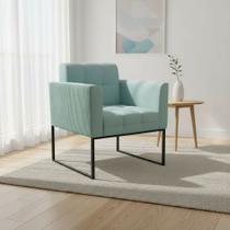 Poltrona Sala Decorativa Elisa Base Industrial Preta Cotelê Ext/Veludo Menta D03 - D Rossi