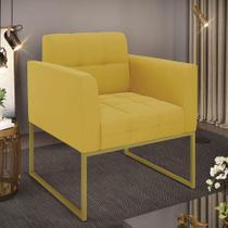 Poltrona Sala Decorativa Elisa Pé De Aço Lateral Dourado Veludo Mostarda D03 - D'rossi Poltrona Sala Decorativa Elisa Pé De Aço Lateral Dourado Veludo Mostarda D03 - D'rossi