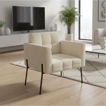 Poltrona Sala Decorativa Elisa Pé de Aço Lateral Preto Cotelê Ext/Veludo D03 - D Rossi