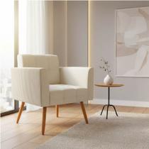 Poltrona Sala Decorativa Elisa Pé Palito Castanho Cotelê Ext/Veludo Off White D03 - D Rossi Poltrona Sala Decorativa Elisa Pé Palito Castanho Cotelê Ext/Veludo Off White D03 - D Rossi