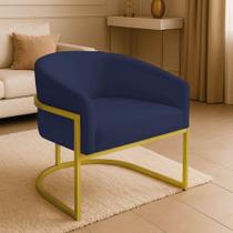 Poltrona Sala Decorativa Industrial Dourada Arielle Suede Cor Azul Marinho Poltrona Sala Decorativa Industrial Dourada Arielle Suede Cor Azul Marinho