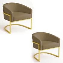 Poltrona Sala Decorativa Industrial Dourada Kit 2 Arielle Suede Cor Marrom Rato Poltrona Sala Decorativa Industrial Dourada Kit 2 Arielle Suede Cor Marrom Rato