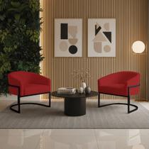 Poltrona Sala Decorativa kit 2 Arielle Industrial Preto Veludo D03 - D Rossi