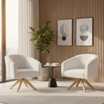 Poltrona Sala Decorativa Kit 2 Stella Base Giratória MA30 Bouclê D03 - D'Rossi