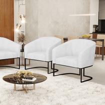 Poltrona Sala Decorativa Kit 2 Stella Base Industrial Preto Sintético PU D03 - D'Rossi