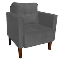 Poltrona Sala Decorativa Livia Pé Madeira Castanho Suede M11 - D'Rossi