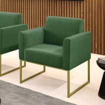 Poltrona Sala Decorativa Marisa Aço Industrial Dourado Suede Verde D03 - D'Rossi