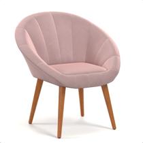 Poltrona Sala Decorativa Sofia Veludo Cinza Pés Palito Castanho