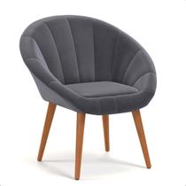 Poltrona Sala Decorativa Sofia Veludo Rosa Pés Palito Castanho