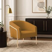 Poltrona Sala Decorativa Stella Base Alta Tubo Champanhe Veludo Mostarda D03 - D'rossi Poltrona Sala Decorativa Stella Base Alta Tubo Champanhe Veludo Mostarda D03 - D'rossi
