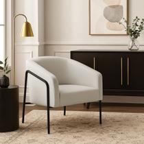 Poltrona Sala Decorativa Stella Base Alta Tubo Preto Veludo D03 - D Rossi