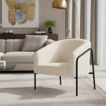Poltrona Sala Decorativa Stella Base Alta Veludo Bege Preto D'Rossi