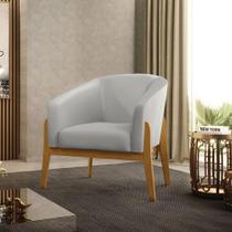 Poltrona Sala Decorativa Stella Base De Madeira Sintético Cinza D03 - D'rossi