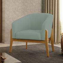 Poltrona Sala Decorativa Stella Base de Madeira Veludo Cotelê Menta D03 - D Rossi