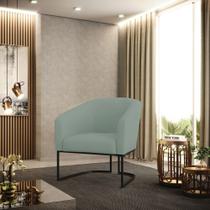 Poltrona Sala Decorativa Stella Base Industrial Preta Veludo Cotelê Menta D03 - D Rossi