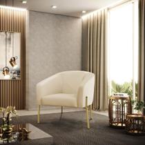 Poltrona Sala Decorativa Stella Pé de Aço Dourado Sintético D03 - D'Rossi