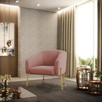Poltrona Sala Decorativa Stella Pé de Aço Dourado Veludo D03 - D'Rossi
