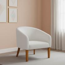 Poltrona Sala Decorativa Stella Pé Madeira Trapézio Castanho Bouclê Off White D03 - D Rossi