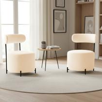 Poltrona Sala Decorativa Virgínia Kit 2 Aço Preto Bouclê Ted D03 - D Rossi