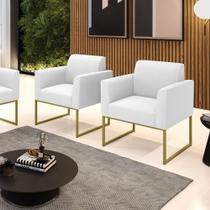 Poltrona Sala Estar Industrial Dourado Kit 2 Marisa Bouclê D03 - DRossi