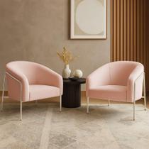 Poltrona Sala Industrial Alta Champanhe Kit 2 Stella Bouclê Rosê D03 - D'rossi Poltrona Sala Industrial Alta Champanhe Kit 2 Stella Bouclê Rosê D03 - D'rossi