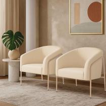 Poltrona Sala Industrial Alta Champanhe Kit 2 Stella Veludo D03 - D'rossi Marsala