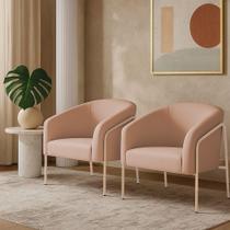 Poltrona Sala Industrial Alta Champanhe Kit 2 Stella Veludo D03 - D'rossi Rose Poltrona Sala Industrial Alta Champanhe Kit 2 Stella Veludo D03 - D'rossi Rose