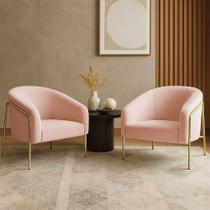 Poltrona Sala Industrial Alta Dourado Kit 2 Stella Bouclê D03 - D'rossi Cor Rose Poltrona Sala Industrial Alta Dourado Kit 2 Stella Bouclê D03 - D'rossi Cor Rose