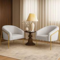 Poltrona Sala Industrial Alta Dourado Kit 2 Stella Linho D03 - D'rossi Cor Cinza Poltrona Sala Industrial Alta Dourado Kit 2 Stella Linho D03 - D'rossi Cor Cinza