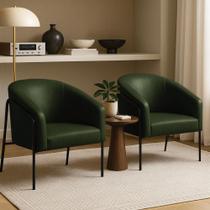 Poltrona Sala Industrial Alta Preto Kit 2 Stella Sintético PU Verde D03 - D Rossi