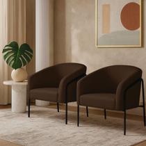 Poltrona Sala Industrial Alta Preto Kit 2 Stella Suede D03 - D'rossi Cor Marrom Poltrona Sala Industrial Alta Preto Kit 2 Stella Suede D03 - D'rossi Cor Marrom