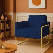 Poltrona Sala Industrial Alta Tubo Dourado Elisa Bouclê Azul D03 - D'rossi Poltrona Sala Industrial Alta Tubo Dourado Elisa Bouclê Azul D03 - D'rossi