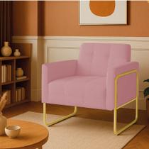 Poltrona Sala Industrial Alta Tubo Dourado Elisa Bouclê Rosê D03 - D'rossi Poltrona Sala Industrial Alta Tubo Dourado Elisa Bouclê Rosê D03 - D'rossi