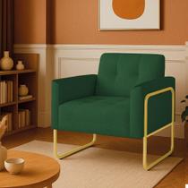 Poltrona Sala Industrial Alta Tubo Dourado Elisa Veludo Verde D03 - D'rossi Poltrona Sala Industrial Alta Tubo Dourado Elisa Veludo Verde D03 - D'rossi
