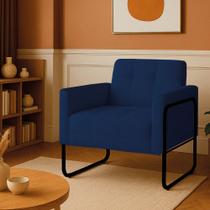 Poltrona Sala Industrial Alta Tubo Preto Elisa Bouclê Azul D03 - D Rossi Poltrona Sala Industrial Alta Tubo Preto Elisa Bouclê Azul D03 - D Rossi