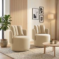 Poltrona Sala Orgânica Base Giratória Amélia Kit 2 Linho K01 - D Rossi