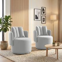 Poltrona Sala Orgânica Base Giratória Amélia Kit 2 Linho K01 - D Rossi