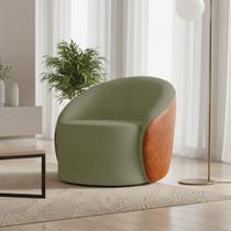 Poltrona Sala Orgânica Lua Fixa Sintético PU Nozes/Bouclê D03 - D'Rossi