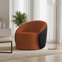 Poltrona Sala Orgânica Lua Fixa Sintético PU Preto/Bouclê D03 - D'Rossi