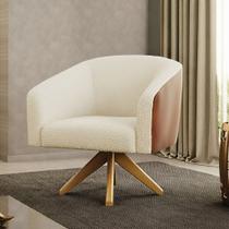 Poltrona Sala Stella Sintético PU Nozes/Bouclê Bege Base Giratória MA30 D03 - D Rossi Poltrona Sala Stella Sintético PU Nozes/Bouclê Bege Base Giratória MA30 D03 - D Rossi