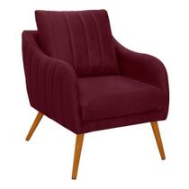 Poltrona Salem Veludo Vinho Pés Palito Castanho - D'rossi Poltrona Salem Veludo Vinho Pés Palito Castanho - D'rossi