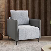 Poltrona Samy Linho Corano Inox/Chumbo - Vian Poltrona Samy Linho Corano Inox/Chumbo - Vian