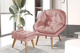 Poltrona Sênior E Puf Decorativa Para Salão De Beleza Rose Poltrona Sênior E Puf Decorativa Para Salão De Beleza Rose