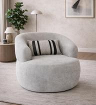 Poltrona Serena Modelo Orgânico Tecido Bouclê Almofada Sofisticada Confortável para Sala de Estar Diversas Cores