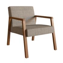 Poltrona Slim Algodão Marrom Claro e Nogueira