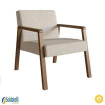 Poltrona Slim Base Nogueira Algodão Bege Mescla - Ease