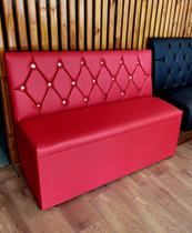 Poltrona sofá booth 1.10cm vermelho botões dourado restaurante