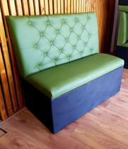 Poltrona sofá booth 1.10m assento e encosto verde base preta capitone duplo costurado sku_68